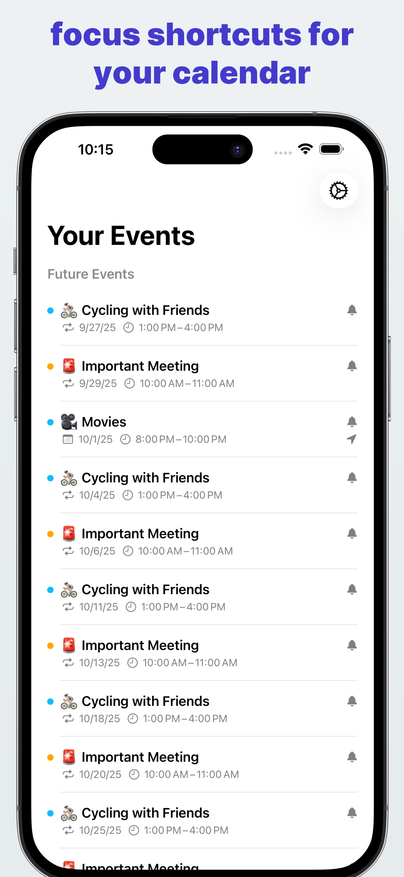 automatically receive prompt notifications to activate a focus during your events based on your calendar